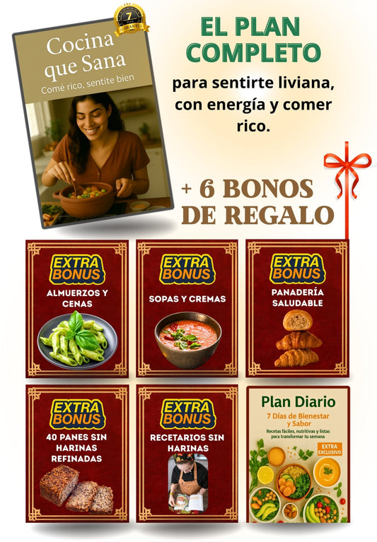 Libro Cocina que Sana + 6 BONOS 🎁 | DESCUENTO VIGENTE -70%